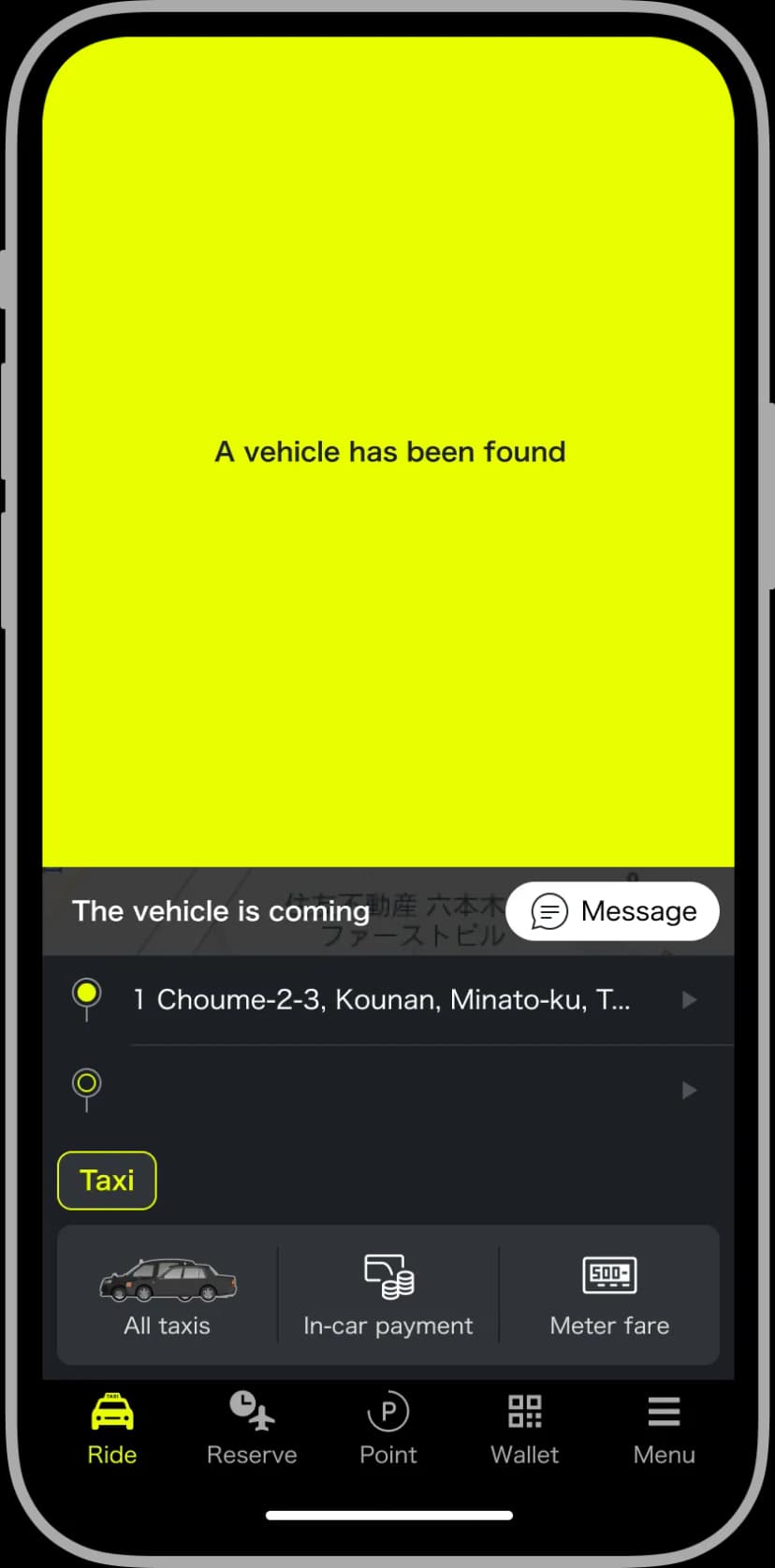 Swipe to call a taxi